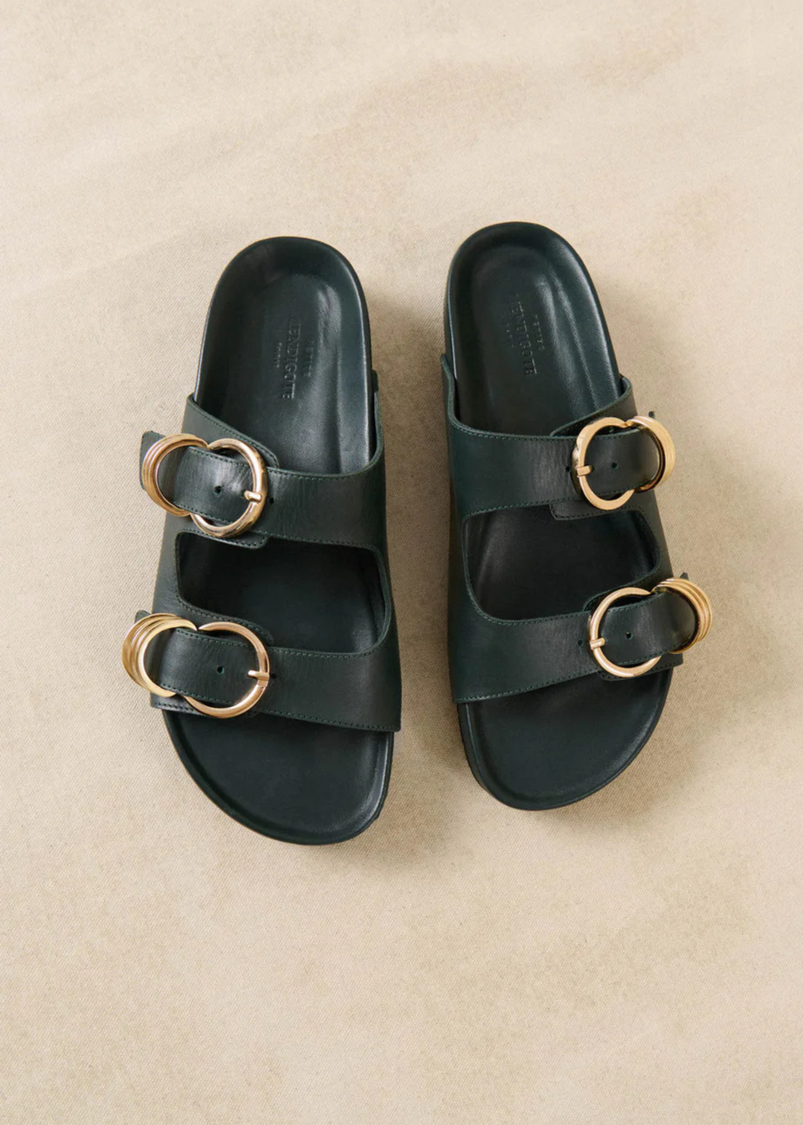 Petite Mendigote Sandal Clink, Green Leather
