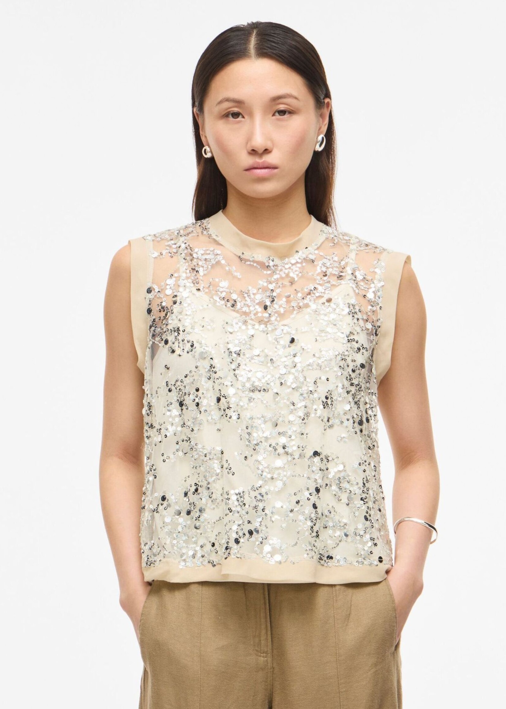 The Rouge Edit Rouleona S/L O-Neck Top, Sequins