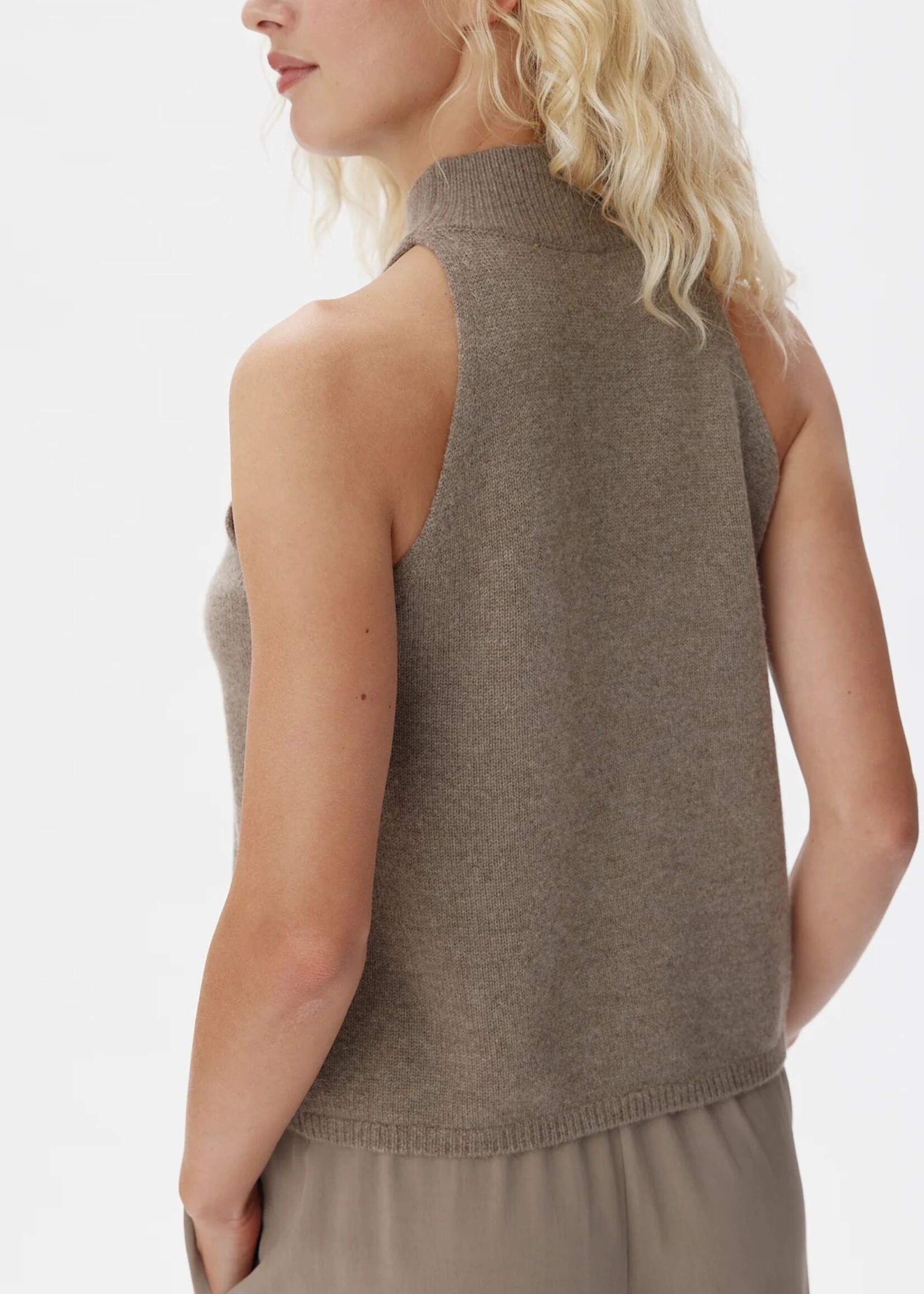 Six Ames Nora Cashmere Top, Taupe Melange