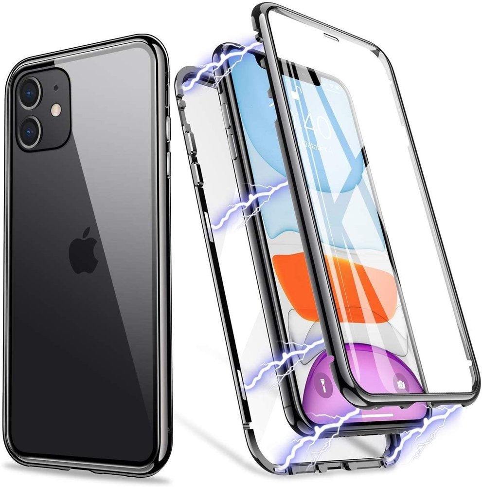 Coque Magnétique iPhone XS Max avec dos en Verre Trempé transparent