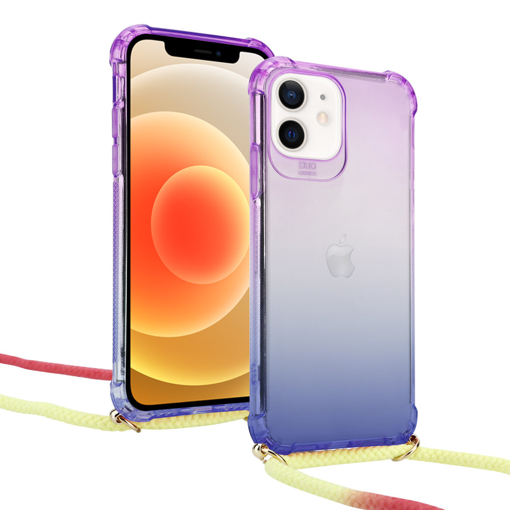 Coque antichoc avec cordon iPhone 11 (violet/bleu) - Coque