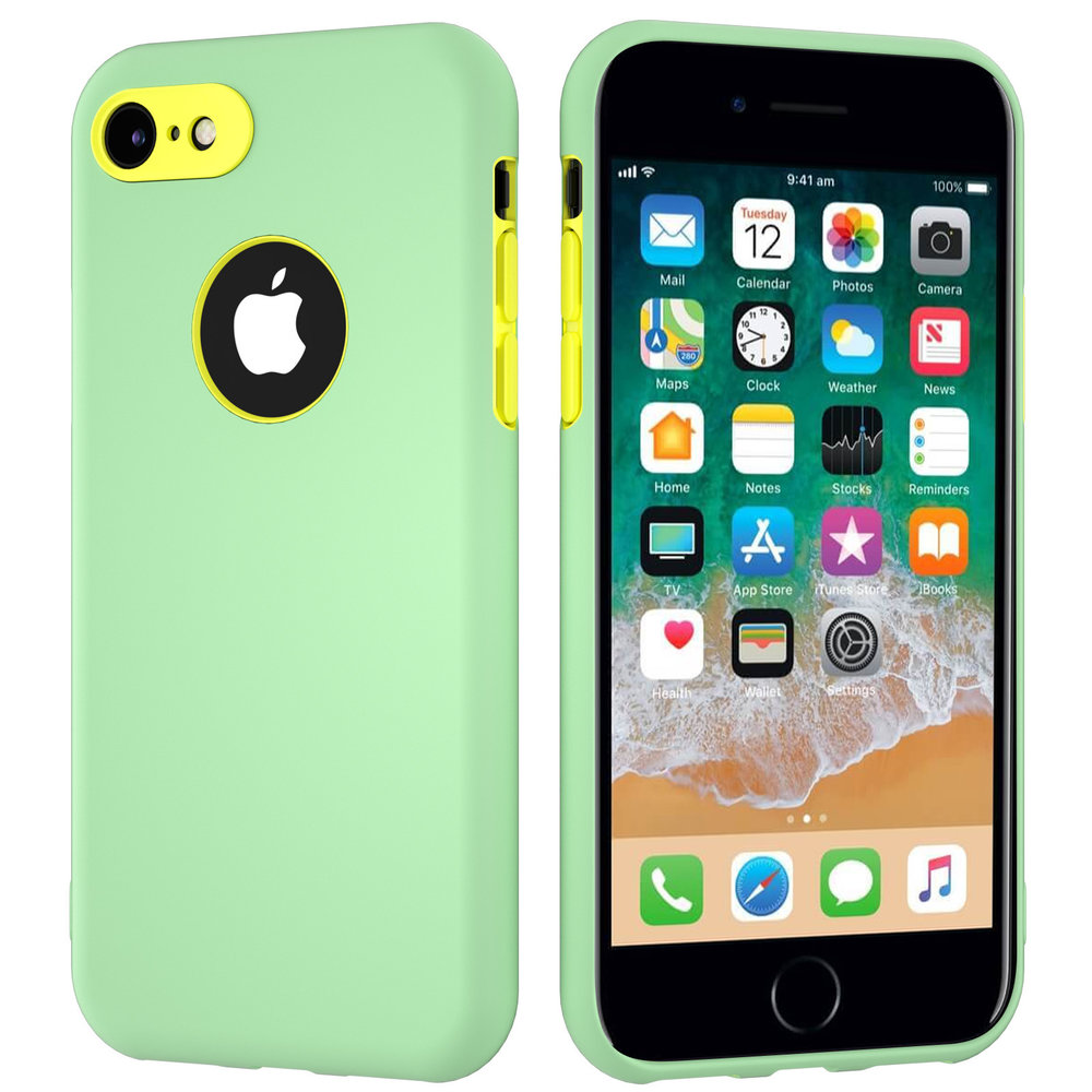 ShieldCase ShieldCase Coque silicone double couche pour iPhone 7/8 (vert clair/jaune)