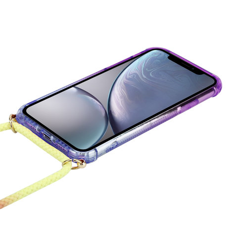 Coque antichoc avec cordon iPhone 11 (violet/bleu) - Coque