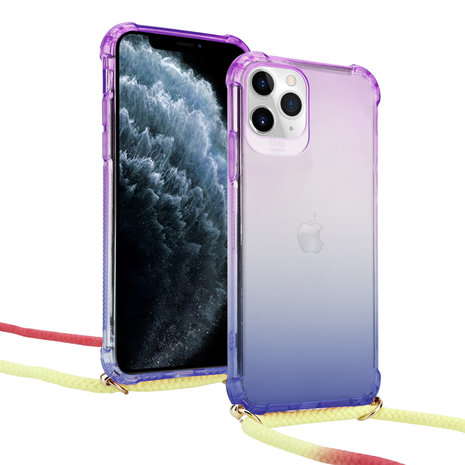 Coque antichoc avec cordon iPhone 11 (violet/bleu) - Coque
