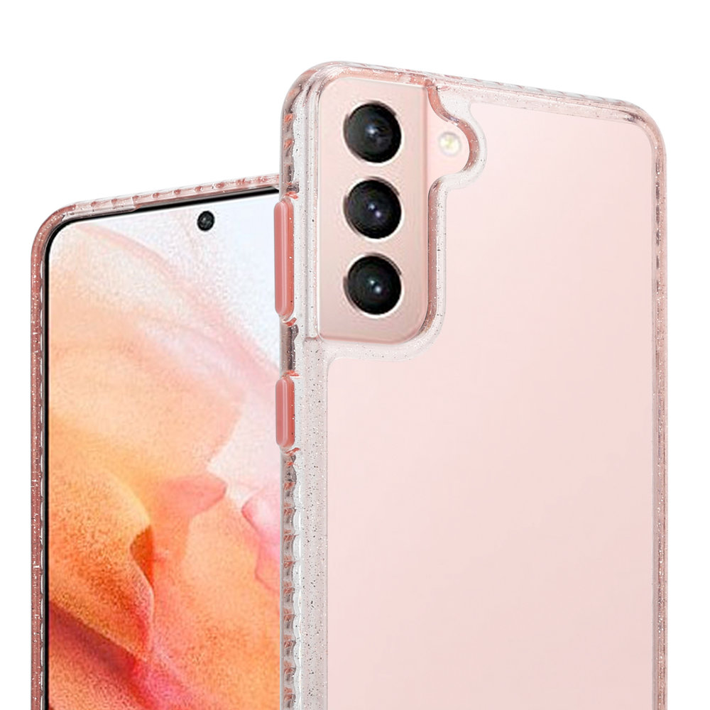 ShieldCase ShieldCase Coque en TPU Samsung Galaxy S21 (transparent/paillettes roses) ShieldCase ShieldCase Coque en TPU Samsung Galaxy S21 (transparent/paillettes roses)