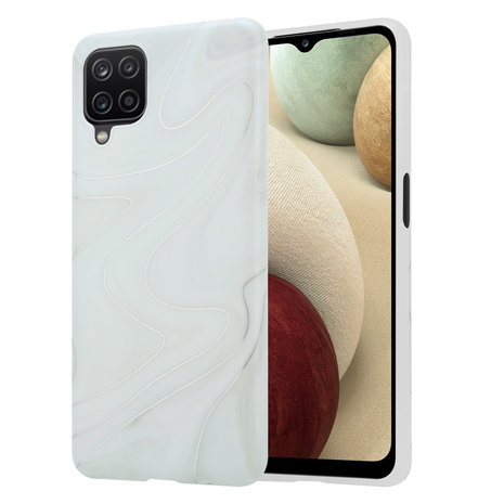 ShieldCase ShieldCase Coque Samsung A12 Glossy White Marbre ShieldCase ShieldCase Coque Samsung A12 Glossy White Marbre