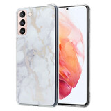ShieldCase Coque Samsung Galaxy S21 Metallic White Marbre