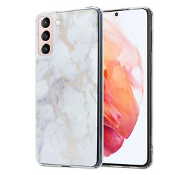 ShieldCase Coque Samsung Galaxy S21 Metallic White Marbre