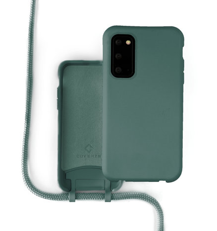 Coverzs Coverzs Coque silicone avec cordon Samsung Galaxy S20 (vert foncé)