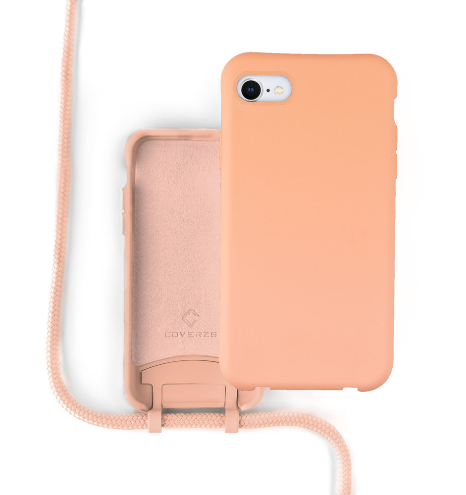Coverzs Coverzs Coque silicone avec cordon iPhone 7 / 8 / SE 2020 (orange)