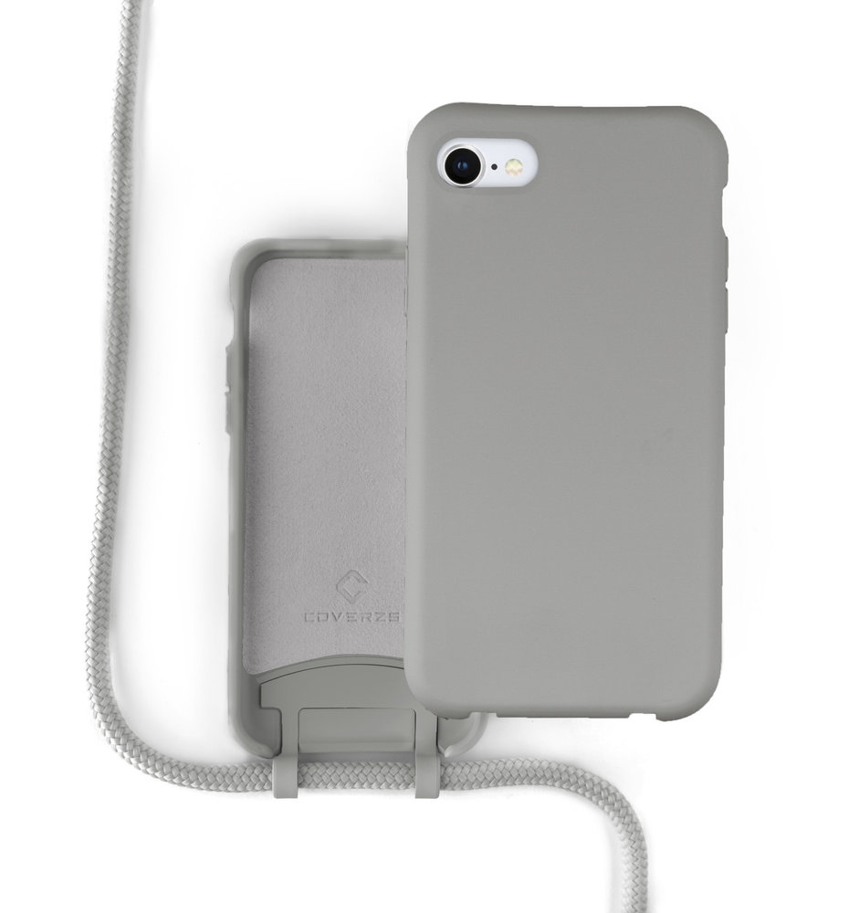 Coverzs Coverzs Coque silicone avec cordon iPhone 7 / 8 / SE 2020 (gris)