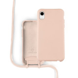 Coverzs Coque silicone avec cordon iPhone Xr (rose)
