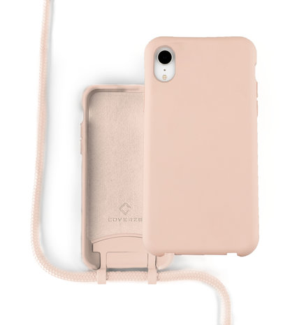 Coverzs Coverzs Coque silicone avec cordon iPhone Xr (rose)