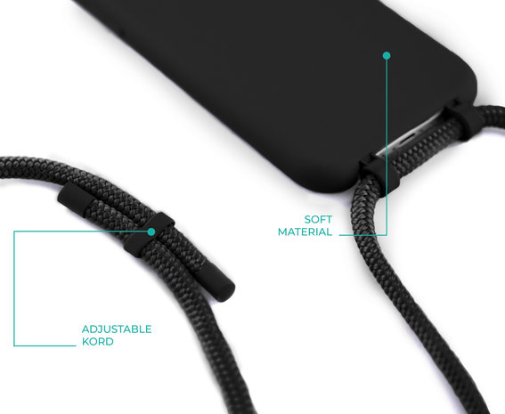 Coverzs Coverzs Coque silicone avec cordon iPhone X/Xs (noir)