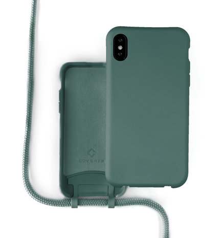 Coverzs Coverzs Coque silicone avec cordon iPhone X / Xs (vert foncé)