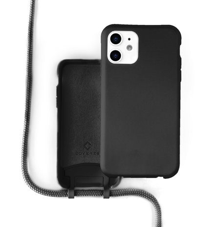 Coverzs Coverzs Coque silicone avec cordon iPhone 12 / 12 Pro (noir)