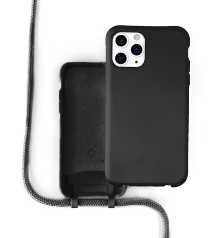 Coverzs Coverzs Coque silicone avec cordon iPhone 12 / 12 Pro (noir)