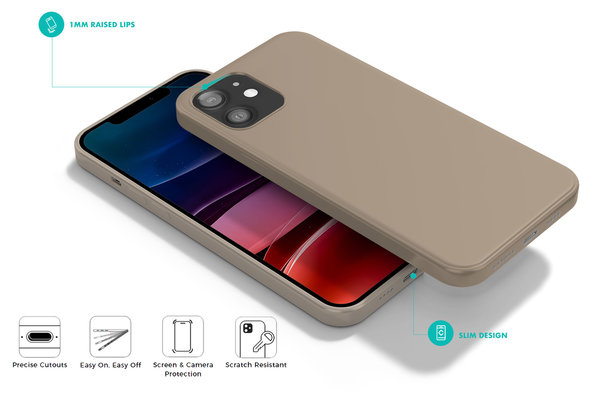 Coverzs Coverzs Coque silicone de luxe iPhone 12 (gris)