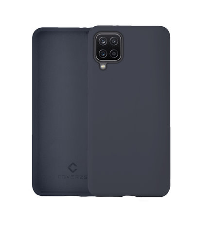 Coverzs Coverzs Coque silicone de luxe Samsung Galaxy A12 (bleu foncé)