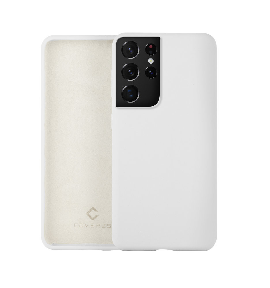 Coverzs Coverzs Coque silicone de luxe Samsung Galaxy S21 Ultra (blanc)