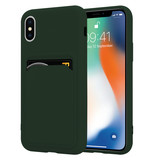 ShieldCase Coque silicone porte carte iPhone X / Xs (vert foncé)