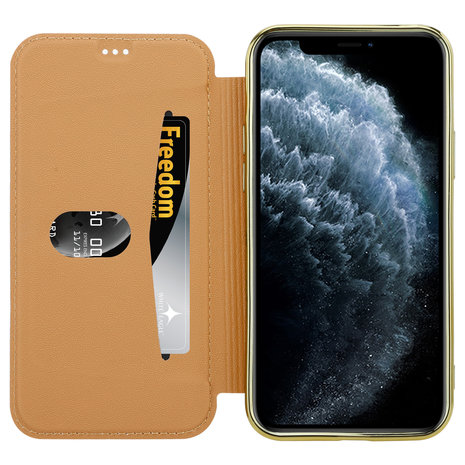 ShieldCase ShieldCase Étui portefeuille à rabat marbre iPhone 12 (or)