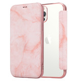 ShieldCase Étui portefeuille à rabat marbre iPhone 12 Pro (rose)