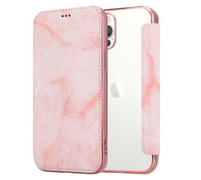 ShieldCase Étui portefeuille à rabat marbre iPhone 12 Pro (rose)