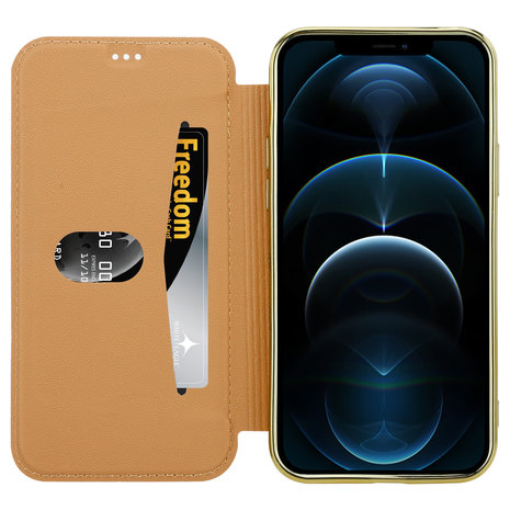 ShieldCase ShieldCase Étui portefeuille à rabat marbre iPhone 12 Pro Max (or)