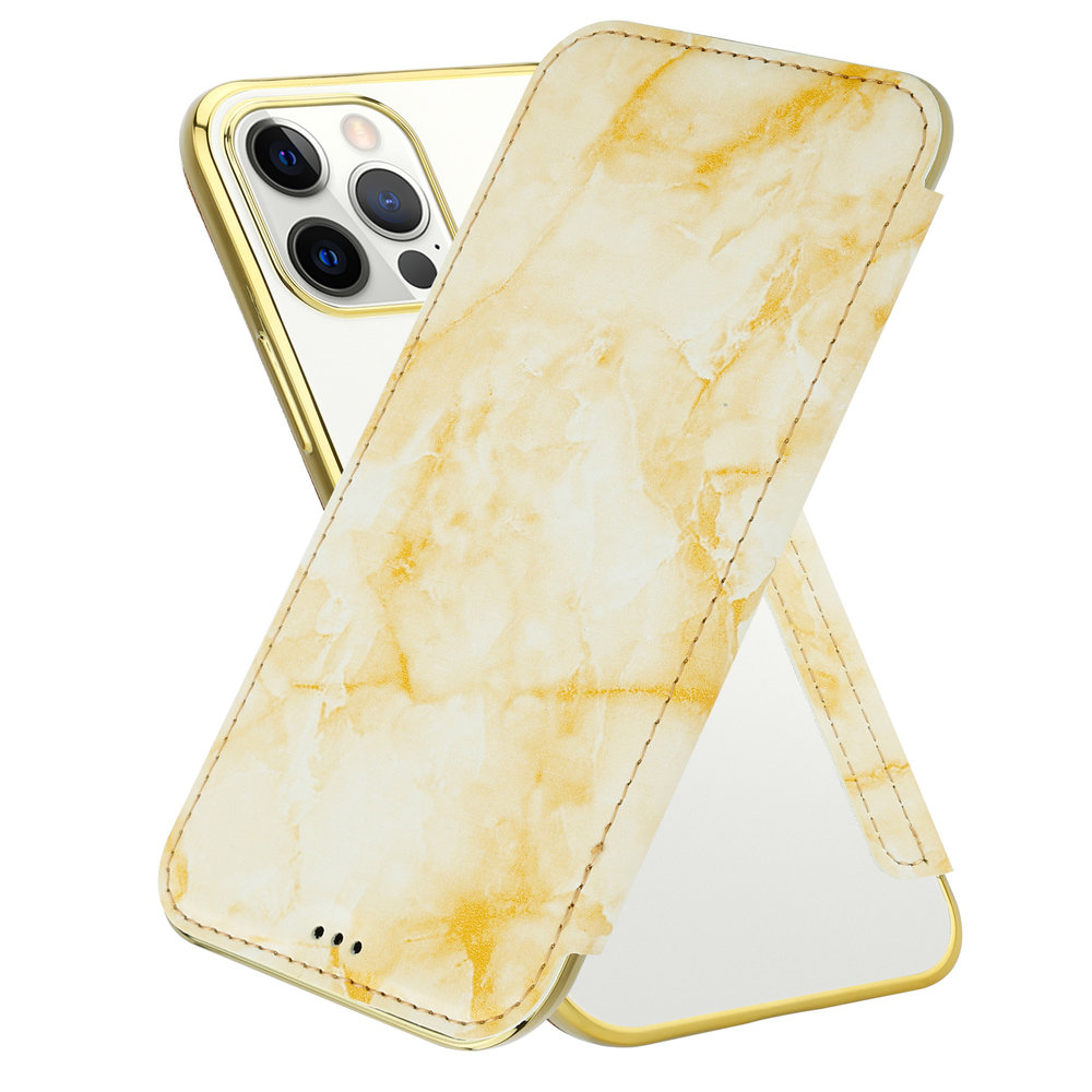 ShieldCase ShieldCase Étui portefeuille à rabat marbre iPhone 12 Pro Max (or)