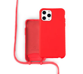 Coverzs Coque silicone avec cordon iPhone 12 Pro Max (rouge). Coverzs Coque silicone avec cordon iPhone 12 Pro Max (rouge).