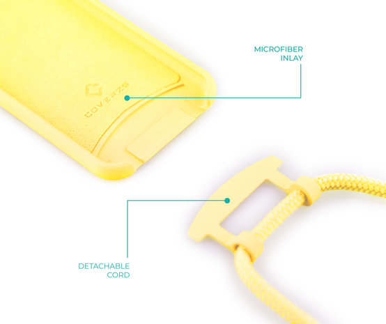 Coverzs Coverzs Coque silicone avec cordon iPhone 12 / 12 Pro (jaune) Coverzs Coverzs Coque silicone avec cordon iPhone 12 / 12 Pro (jaune)