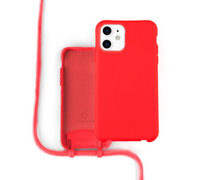 Coverzs Coque silicone avec cordon iPhone 12 / 12 Pro (rouge) Coverzs Coque silicone avec cordon iPhone 12 / 12 Pro (rouge)