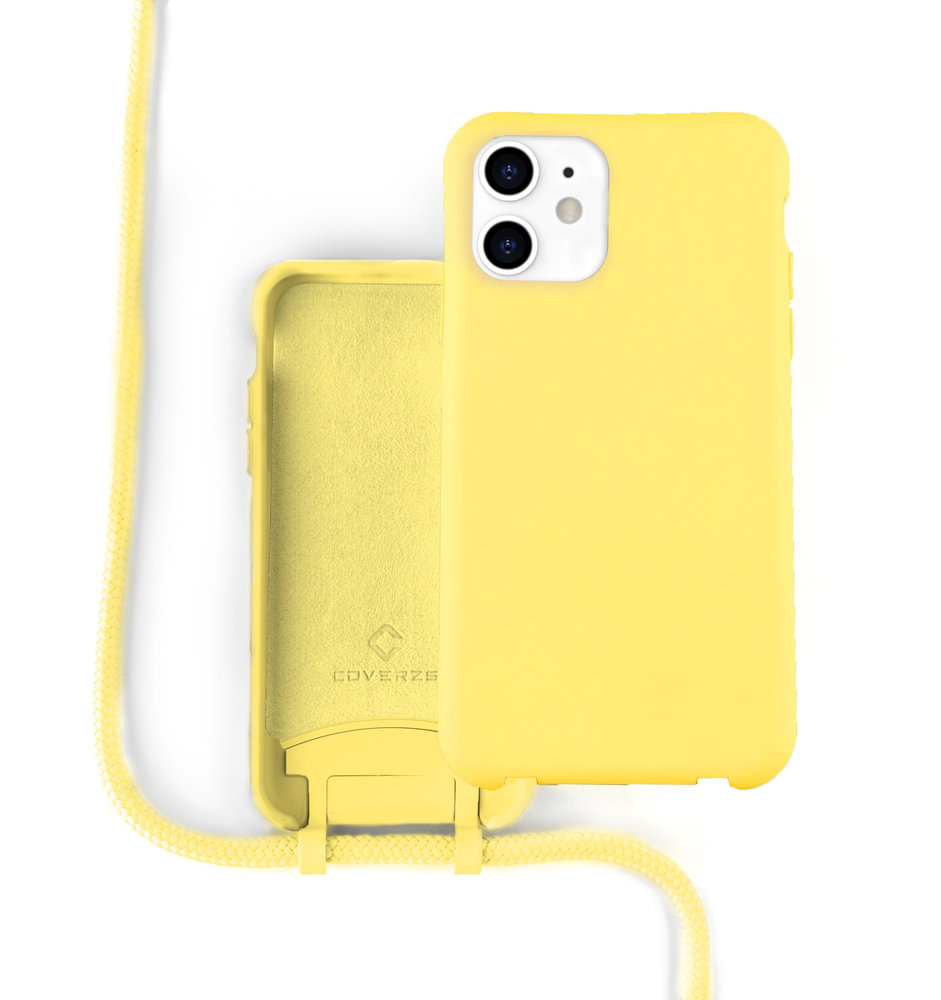 Coverzs Coverzs Coque silicone avec cordon iPhone 11 (jaune)