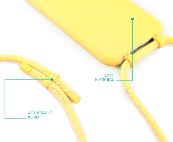 Coverzs Coverzs Coque silicone avec cordon iPhone X / Xs (jaune) Coverzs Coverzs Coque silicone avec cordon iPhone X / Xs (jaune)