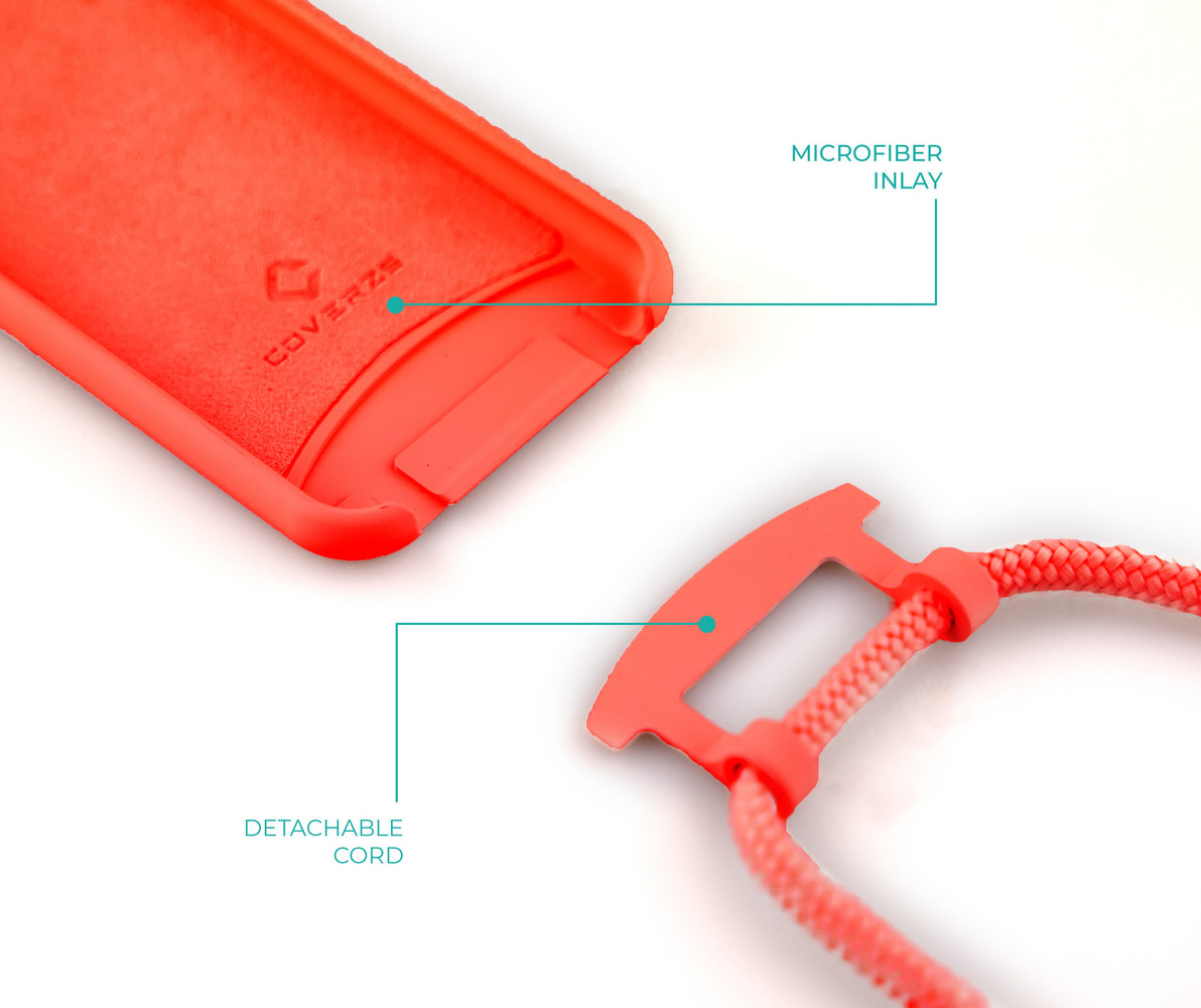 Coverzs Coverzs Coque silicone avec cordon iPhone X / Xs (rouge)