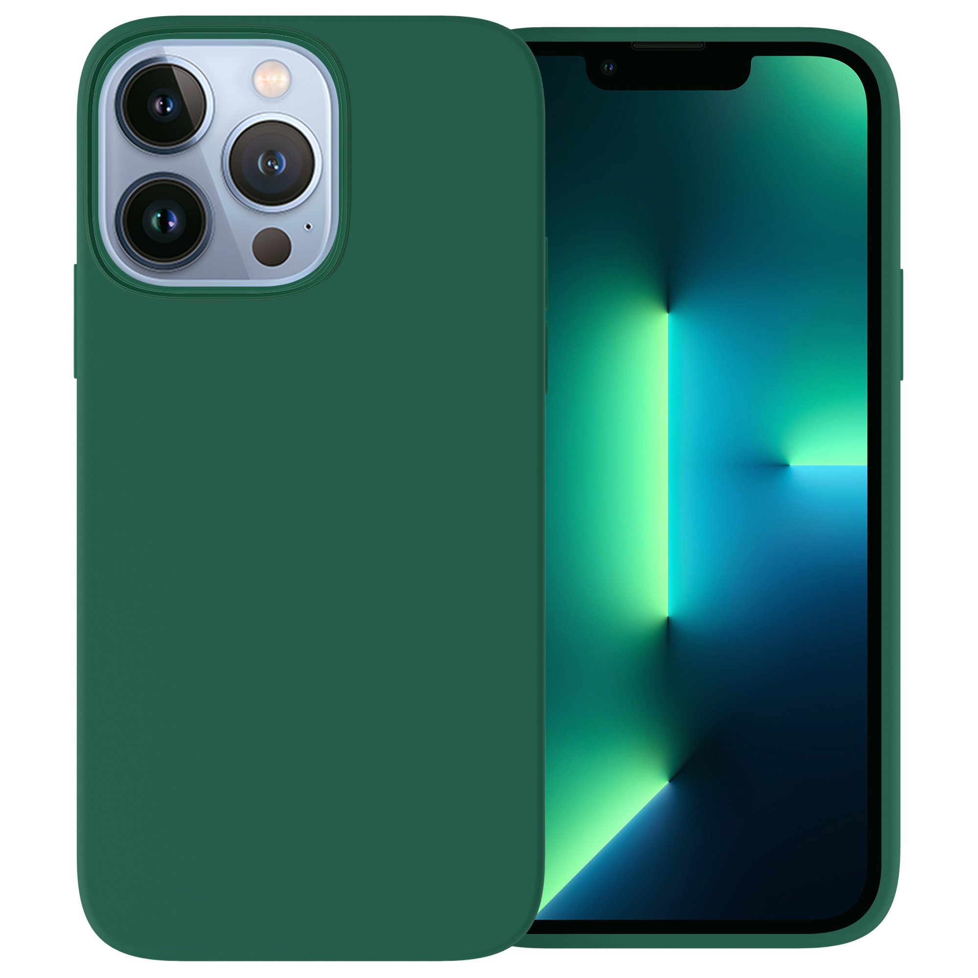 Coque pour iPhone 13 Pro Silicone Protection Caméra Contour Chromé Vert