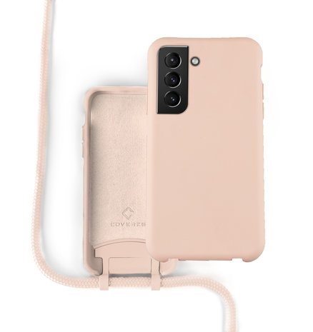 Coverzs Coverzs Coque silicone avec cordon Samsung Galaxy S21 Plus (rose)