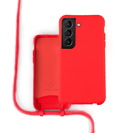 Coverzs Coverzs Coque silicone avec cordon Samsung Galaxy S21 Plus (rouge)