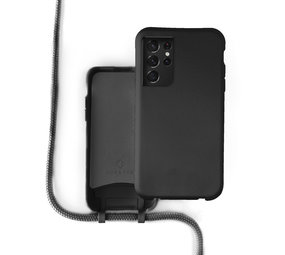 Coverzs Coque silicone avec cordon Samsung Galaxy S21 Ultra (noir)