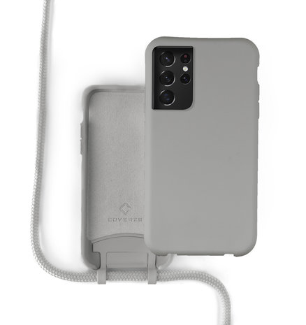 Coverzs Coverzs Coque silicone avec cordon Samsung Galaxy S21 Ultra (gris)