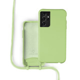 Coverzs Coque silicone avec cordon Samsung Galaxy S21 Ultra (vert clair)