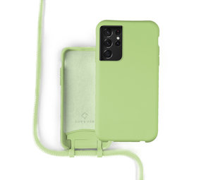 Coverzs Coque silicone avec cordon Samsung Galaxy S21 Ultra (vert clair) Coverzs Coque silicone avec cordon Samsung Galaxy S21 Ultra (vert clair)