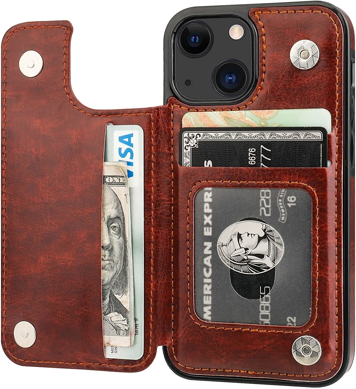 Housse Portefeuille Cuir Synthétique Pour IPhone 13 Mini - Couleur Marine - Neuf