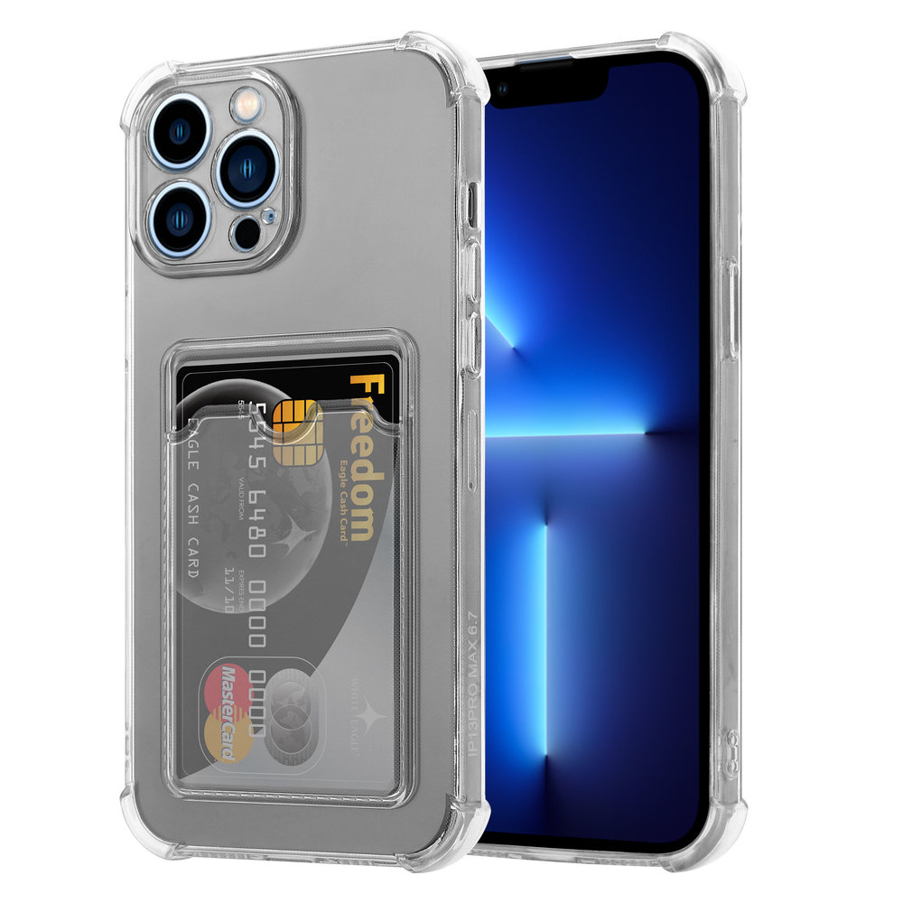 Coque antichoc porte carte iPhone 13 Pro Max (transparent) - Coque