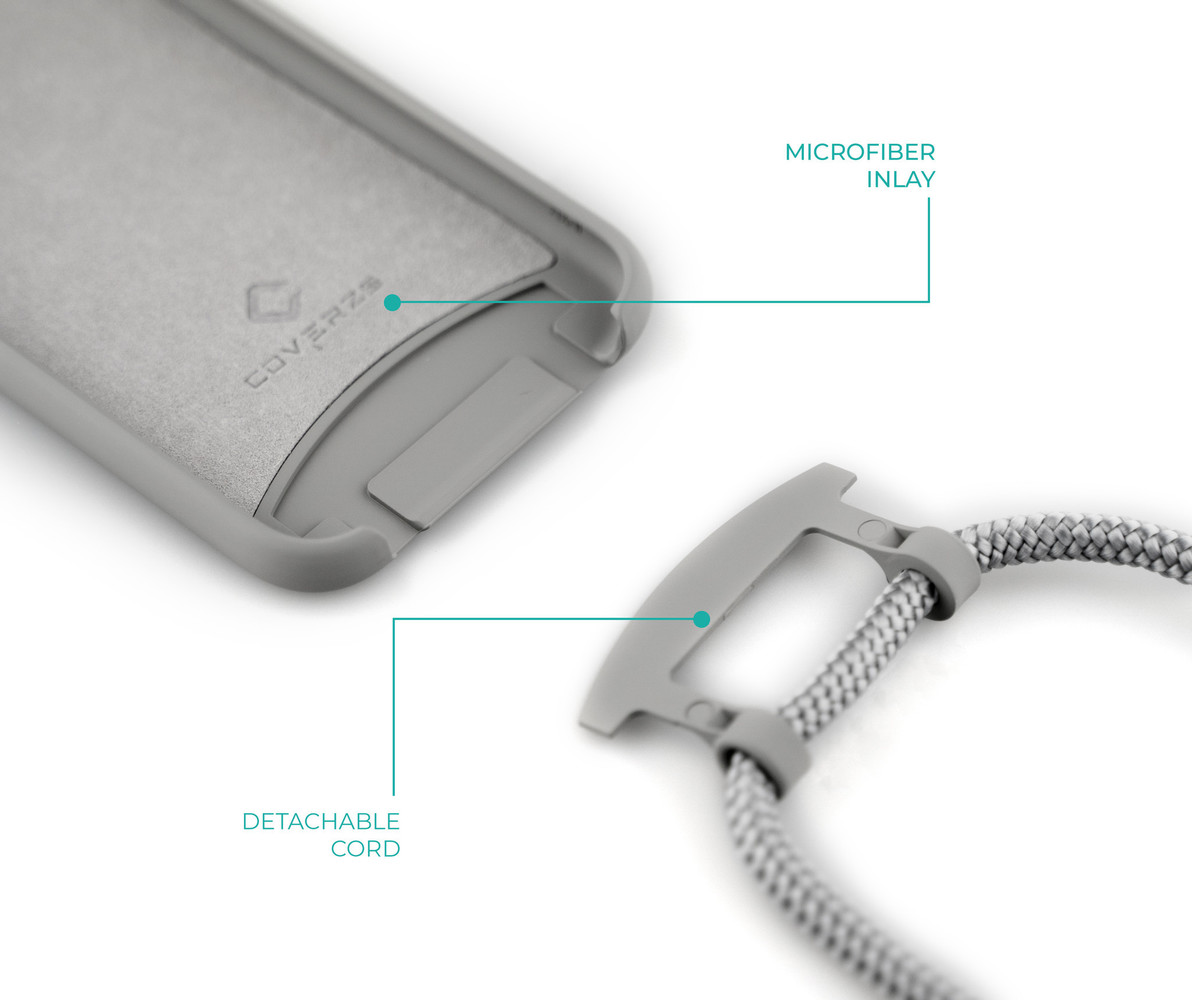 Coverzs Coverzs Coque silicone avec cordon iPhone 12 Pro Max (gris) Coverzs Coverzs Coque silicone avec cordon iPhone 12 Pro Max (gris)