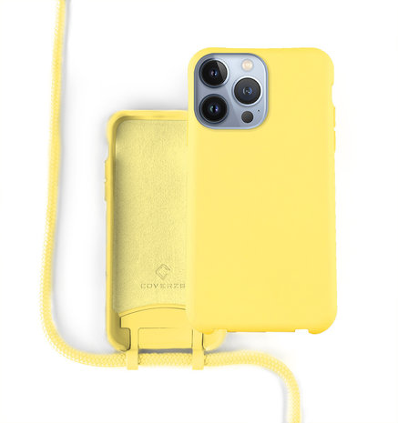 Coverzs Coverzs Coque silicone avec cordon iPhone 13 Pro (jaune)