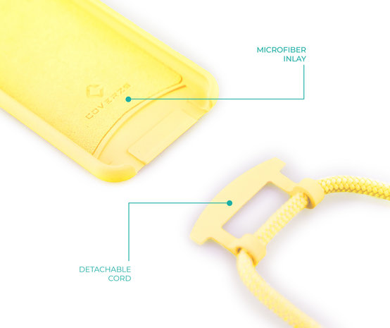 Coverzs Coverzs Coque silicone avec cordon iPhone 13 Pro (jaune)