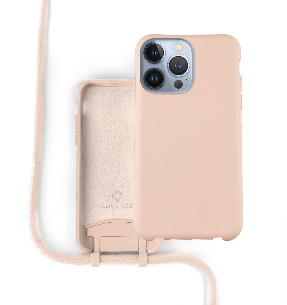 Coverzs Coverzs Coque silicone avec cordon iPhone 13 Pro Max (rose) Coverzs Coverzs Coque silicone avec cordon iPhone 13 Pro Max (rose)