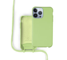 Coverzs Coque silicone avec cordon iPhone 13 Pro (vert clair)